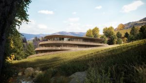 Gstaad House features a purpose-built exhibition center and private club in the Swiss Alps